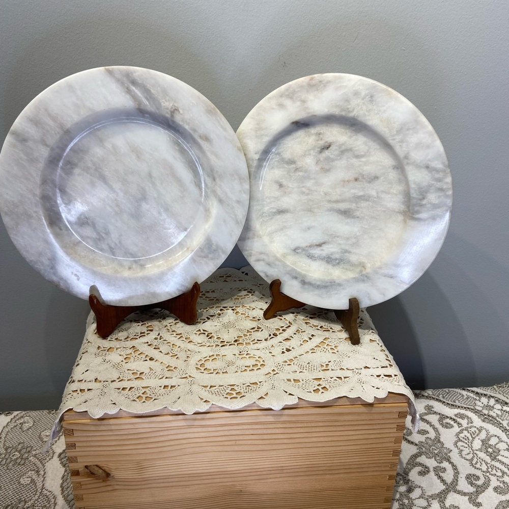 Pair of Grey Onyx Marble Plates